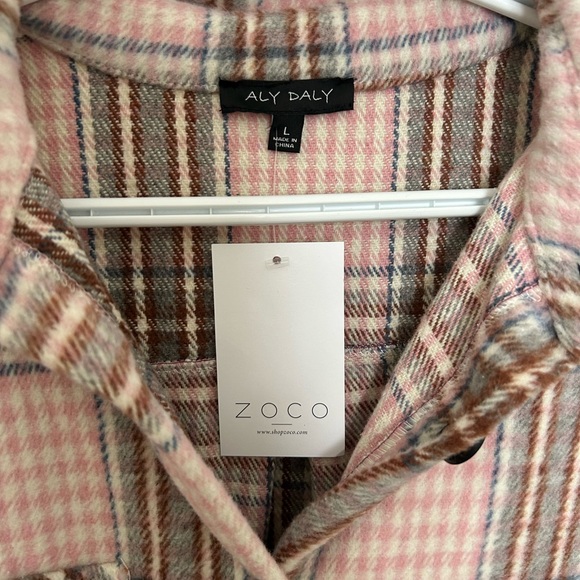 Plaid Jacket from Zoco Size Large - pink blue brown - never been worn - Picture 2 of 3